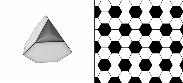 Truncated tetrahedral sphere and hexagonal floor tiling